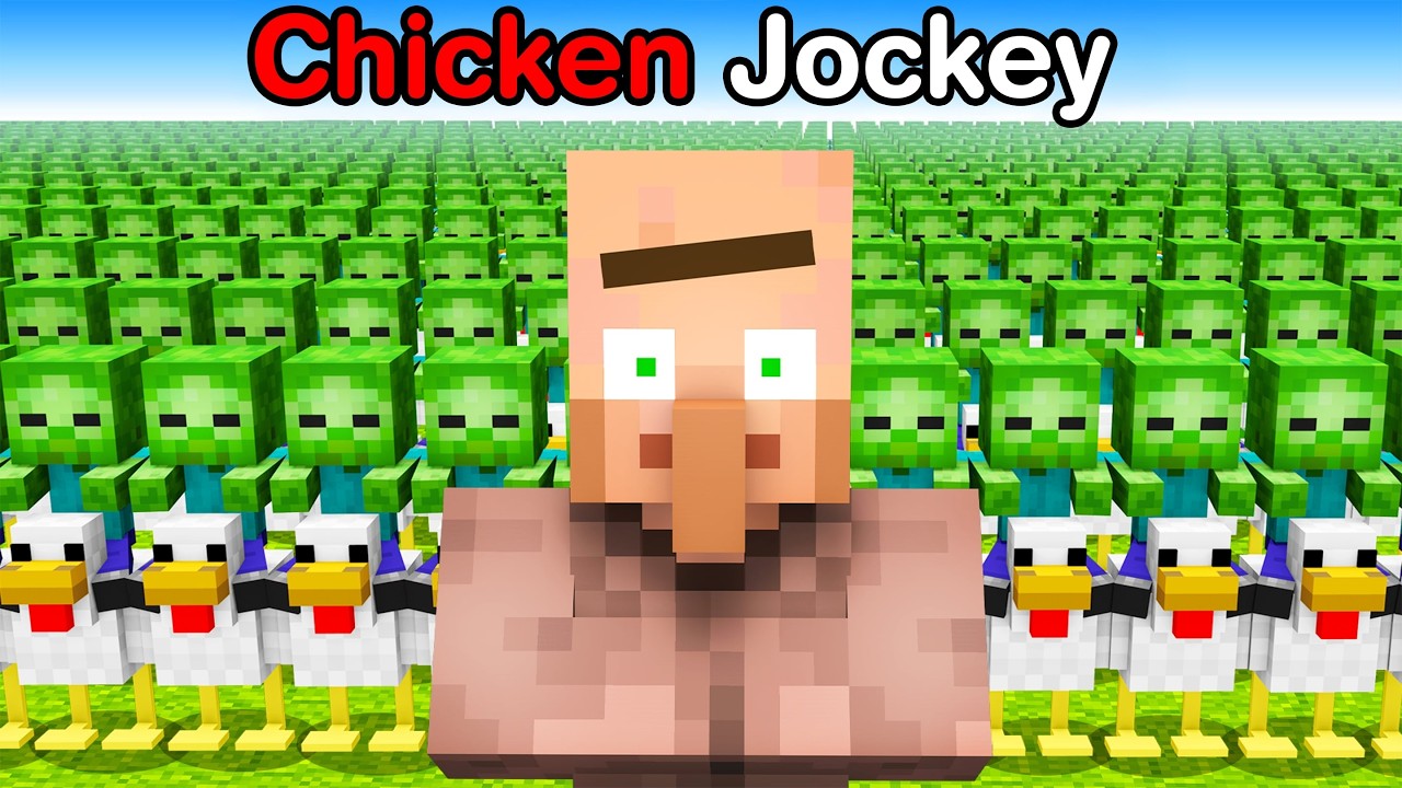 1000 Куриных Жокеев против Деревни в Minecraft!