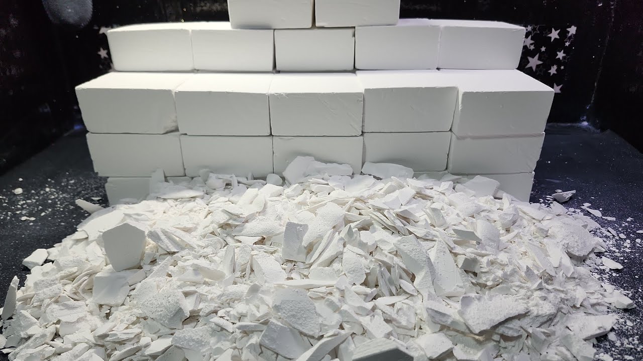 37 Plain Blocks | Chalk Shavings Covered in Cornstarch | Squeaks Alert | ASMR I Oddly Satisfying