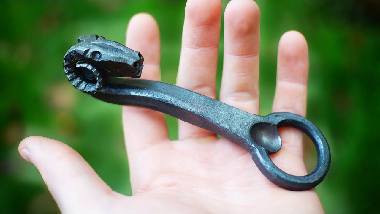 Blacksmithing - Forged Rams head bottle opener!