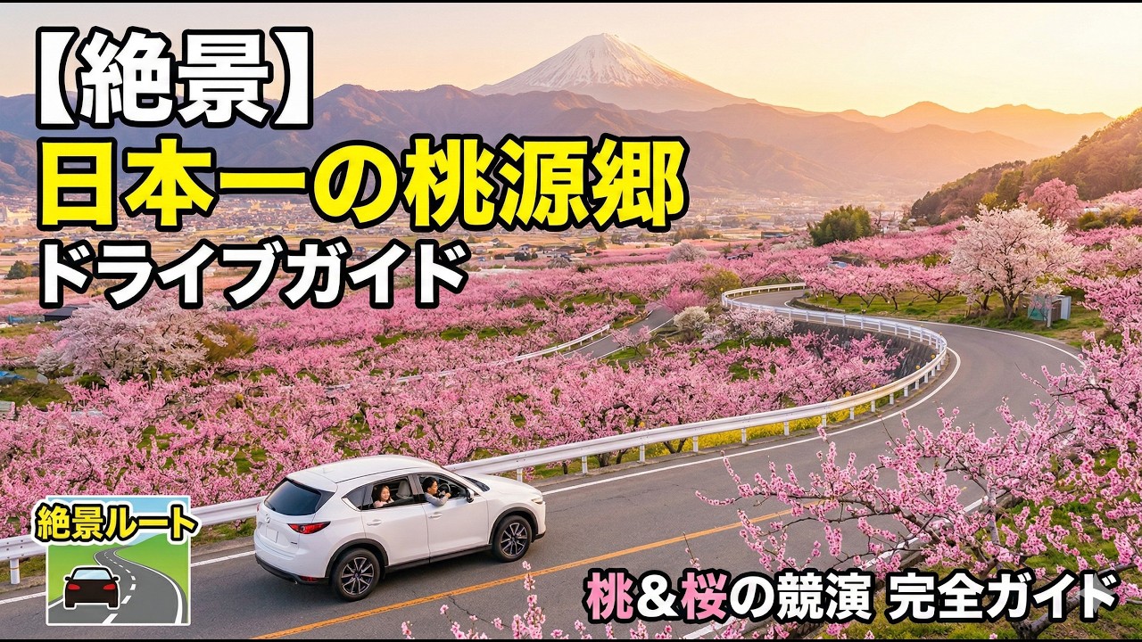 【絶景ドライブ】山梨・甲州を染めるピンクの絨毯！桃と桜が競演する「桃源郷」完全ガイド