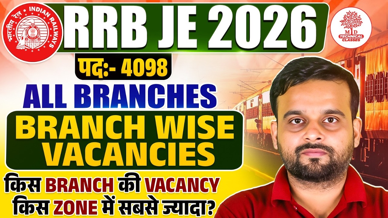 RRB JE 2026 Notification | RRB JE 2026 | RRB JE Branch Wise Vacancy | RRB JE Department Wise Vacancy