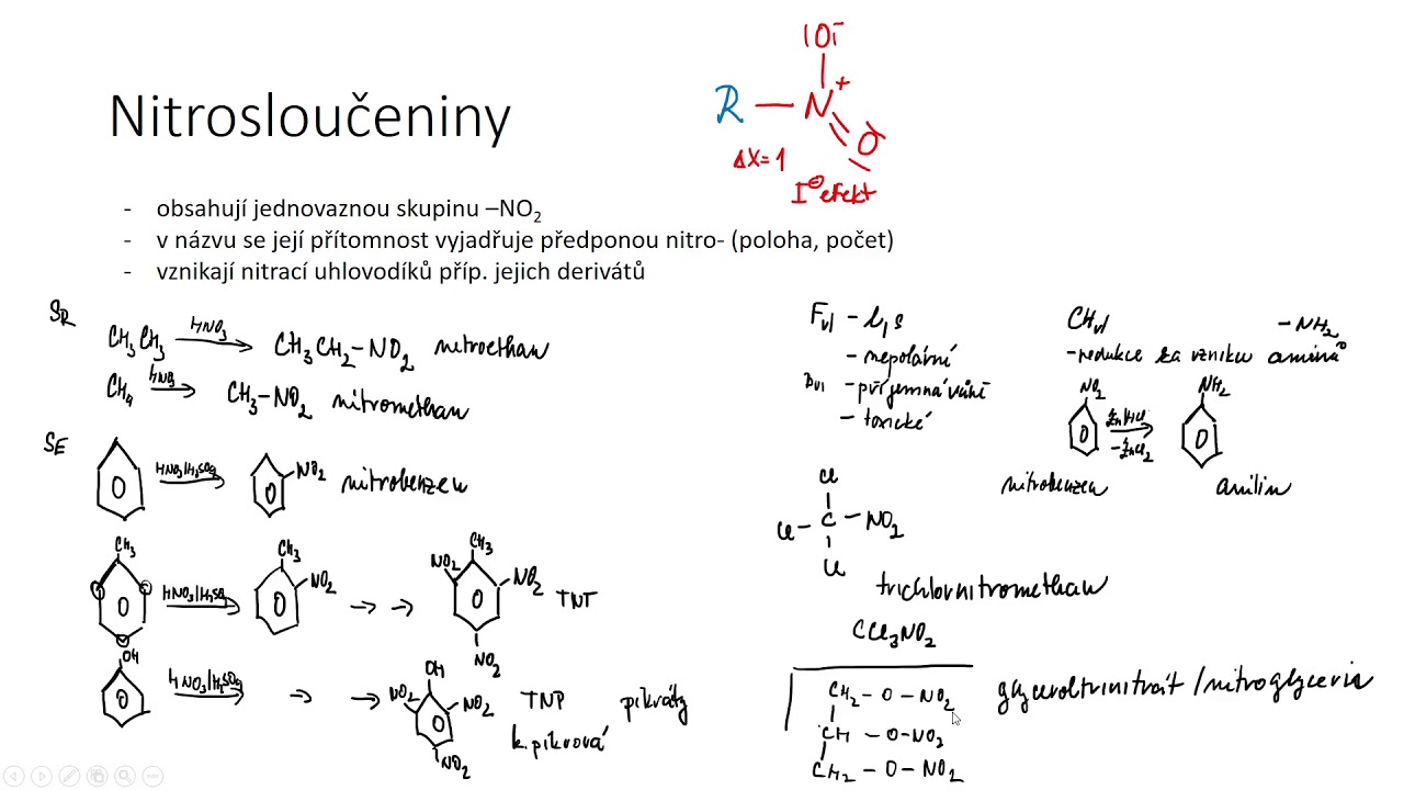 Nitroderiváty a aminy