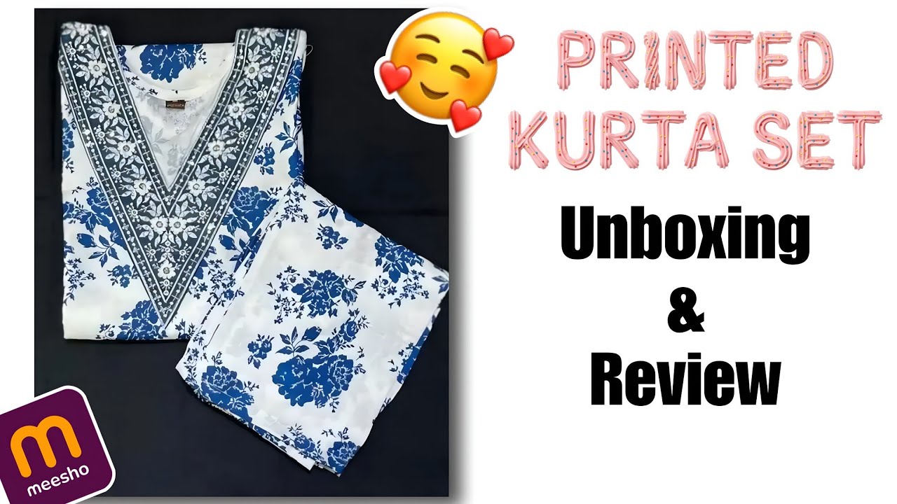 Beautiful Printed Kurta Set from Meesho | Unboxing and Review | Embroidery Kurta