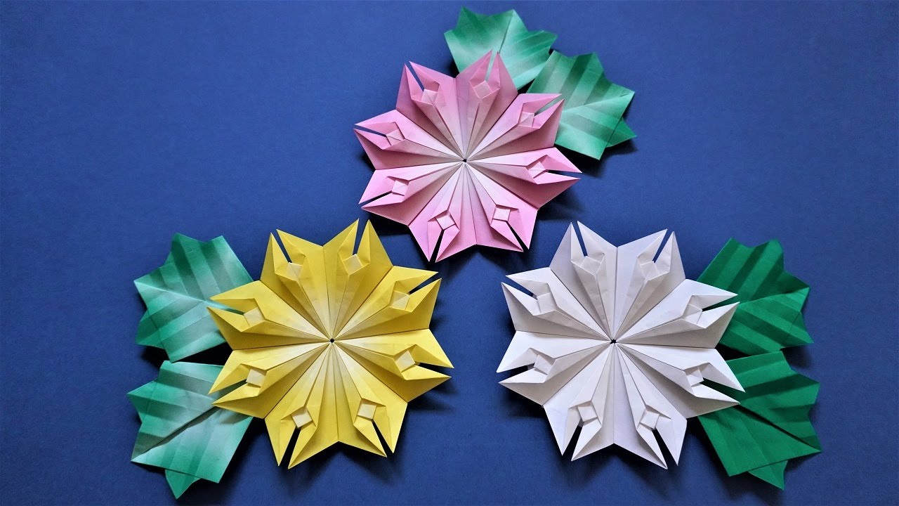 折り紙 菊の花 平面 折り方 Origami chrysanthemum flower tutorial （NiceNo1）