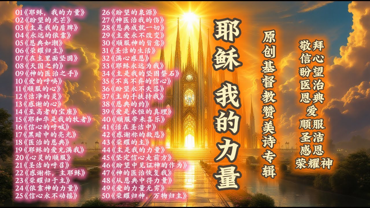 《耶稣，我的力量：50首原创基督教赞美诗专辑｜敬拜 · 信心 · 盼望 · 医治 · 恩典 · 爱 · 顺服 · 圣洁 · 感恩 · 荣耀神》基督教音乐｜基督教歌曲｜圣乐｜赞美神｜赞美上帝