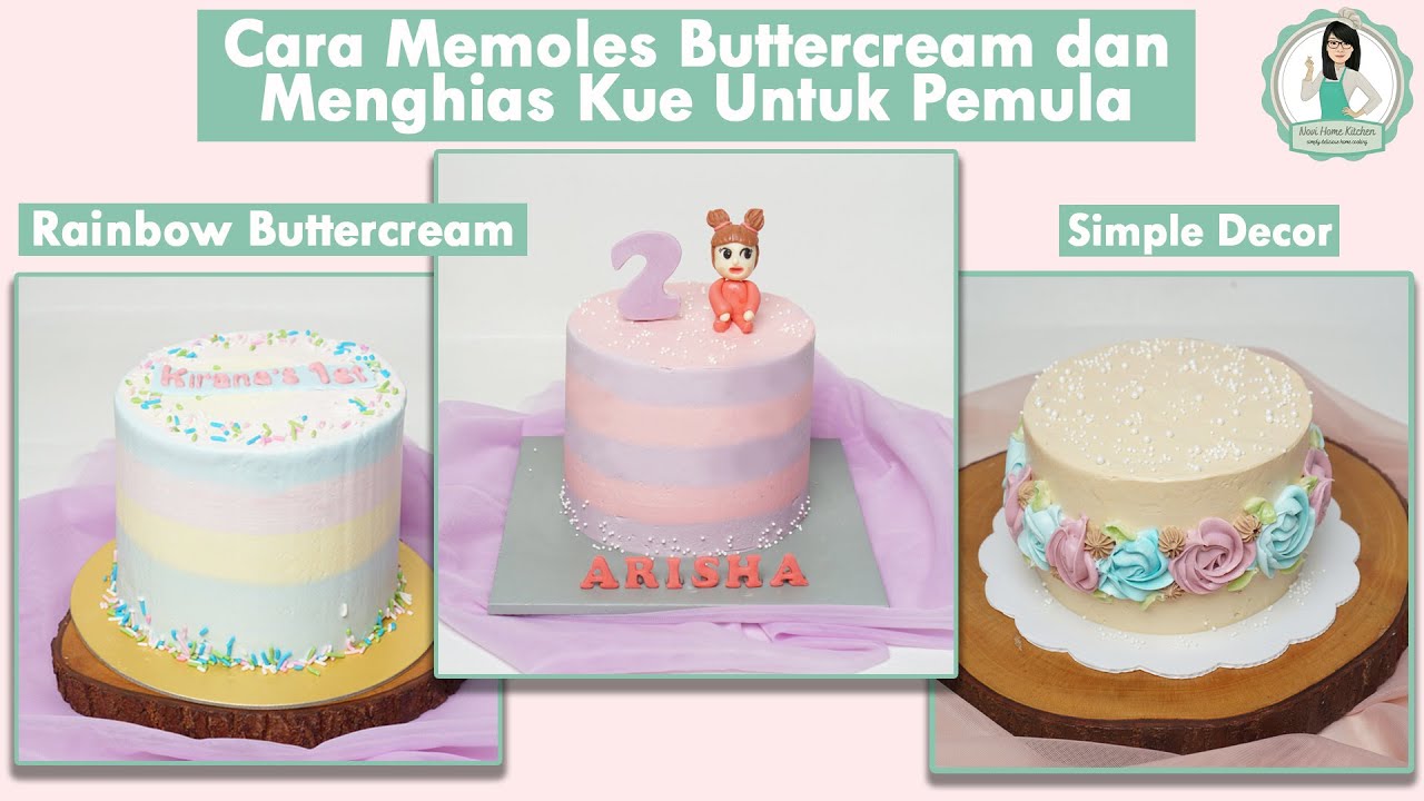 Cara Menghias Kue Buttercream - Cara Memoles Kue Untuk Pemula  (Rainbow Buttercream) | Crumb Coat
