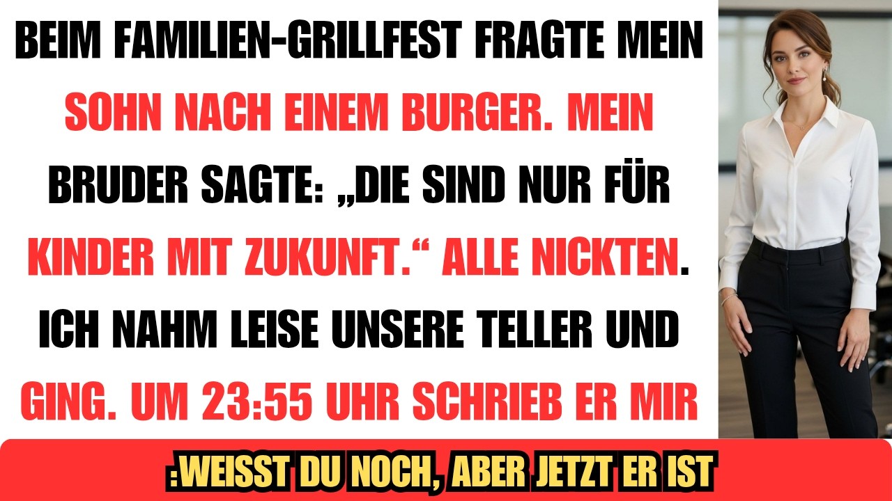 Beim Familiengrillen wollte mein Sohn einen Burger – mein Bruder sagte: „Nur für besondere Kinder“
