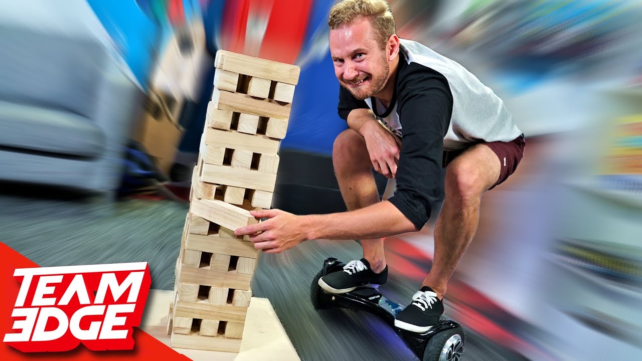 GIANT JENGA HOVERBOARD CHALLENGE!