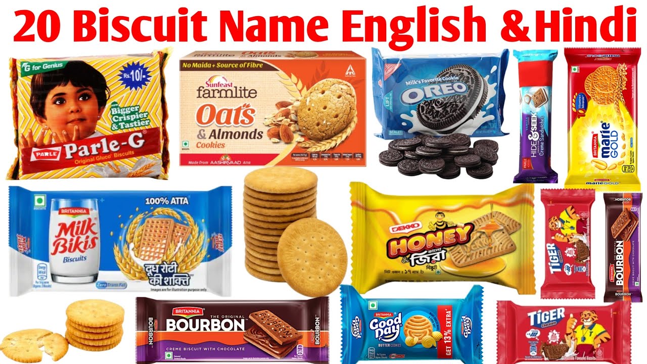 20 बिस्कुट के नाम | Learn 20 Biscuit Name in English and Hindi | Kids Learning