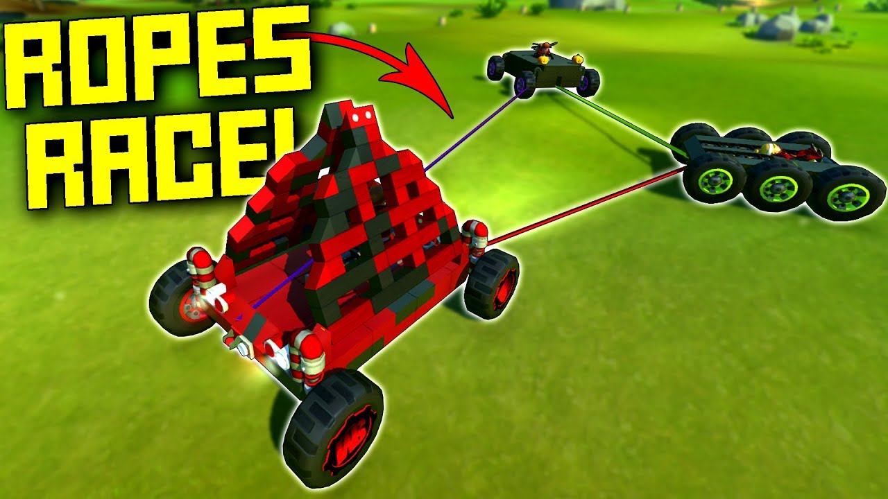 We Race To The Finish, But Our Cars Are Attached WITH ROPE!  - Scrap Mechanic Multiplayer Monday