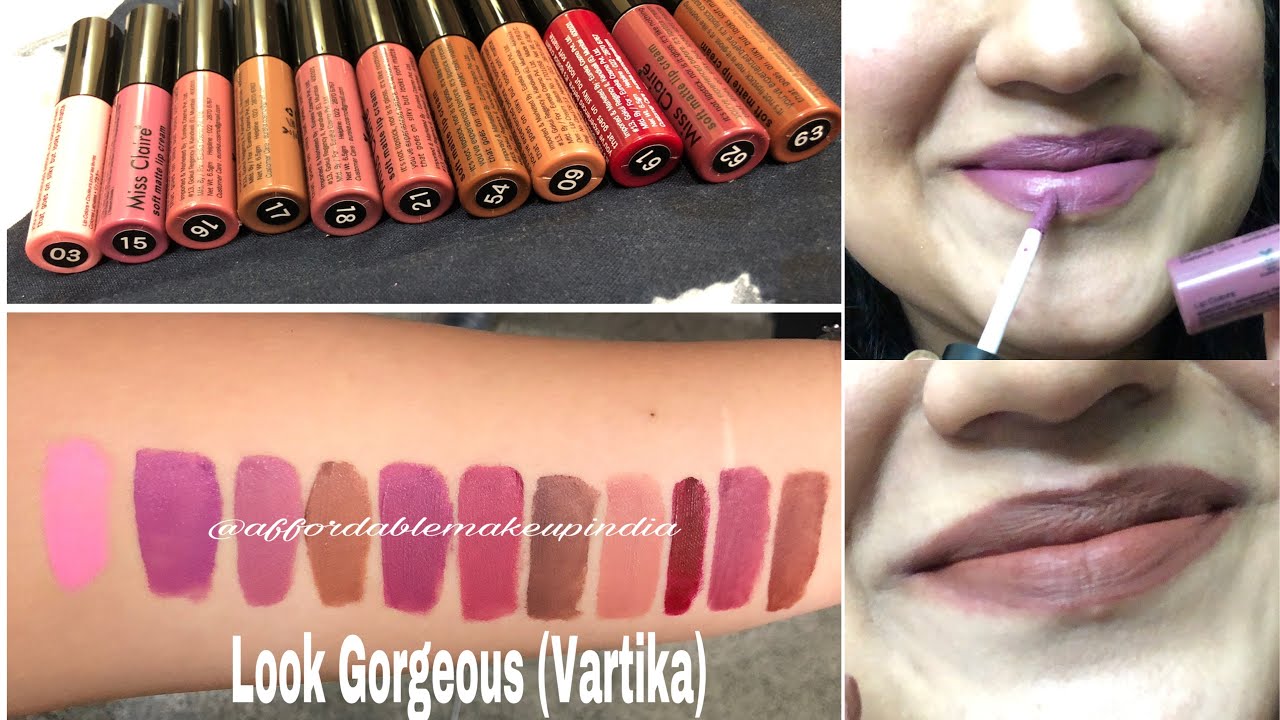 NEW Miss Claire Lip Cream Swatches/ New Shades Mauve Nude Red/ 61,62,63,15,16,17,18