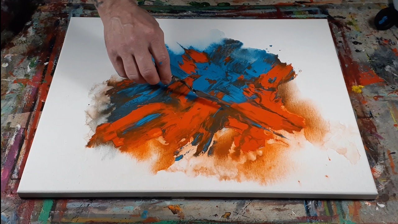 Abstract Painting Demonstration. Orange/Blue