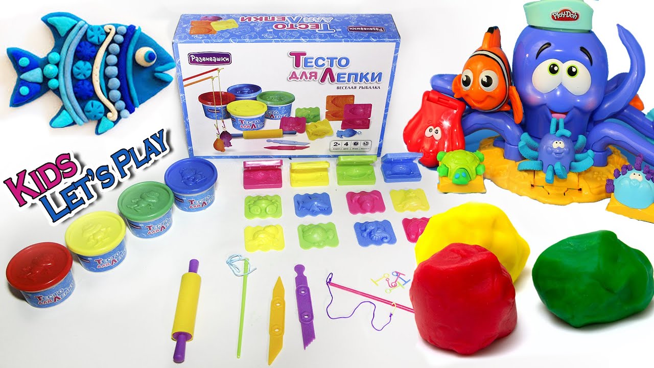 Play dough, Modeling Dough, Play Doh, Fishing game set / Тесто для лепки, игровой набор Рыбалка