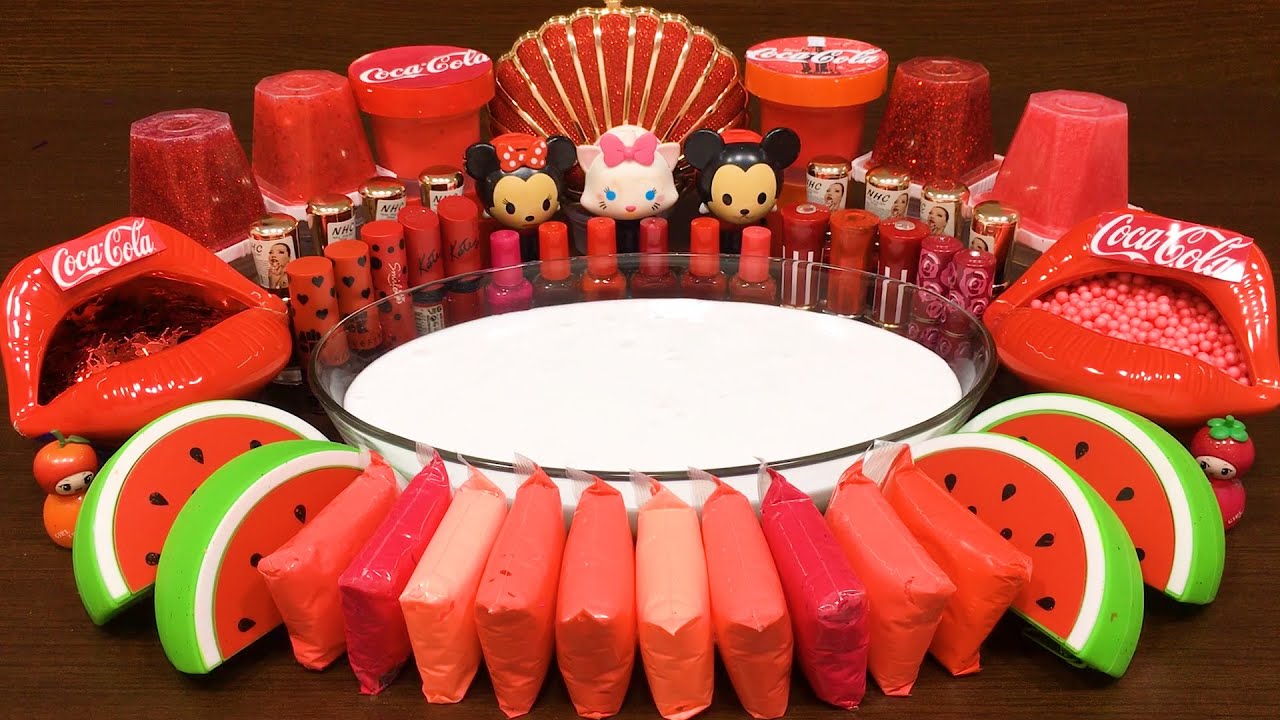 RED Slime ! Mixing Random into GLOSSY Slime ! Satisfying Slime Video #271