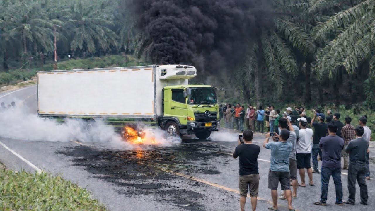 Truck  Nahas Jadi Korban Tumpahan CPO di Tengah Jalan Menanjak #viral #truck 