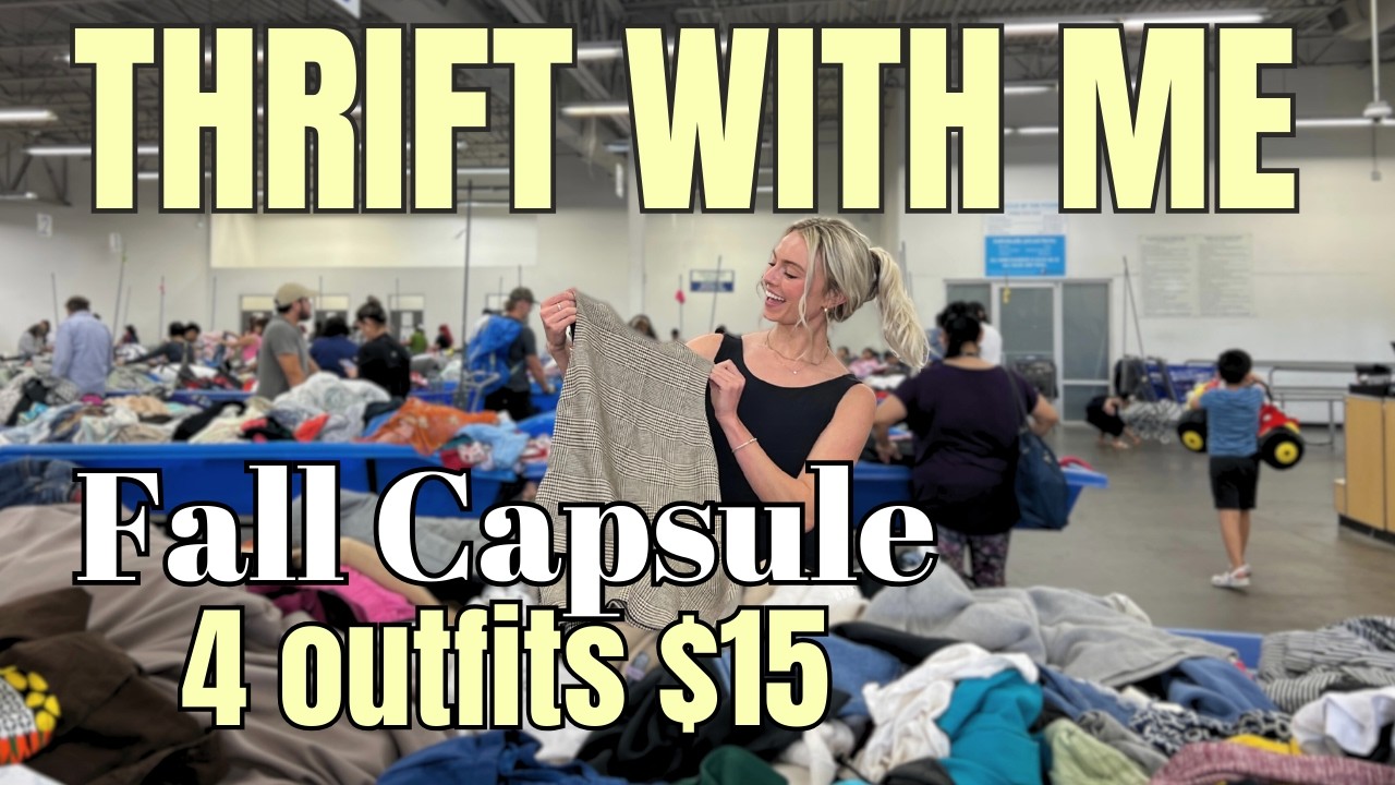 Thrift with me | Fall Capsule Wardrobe for $15 at Goodwill + Try-on Haul