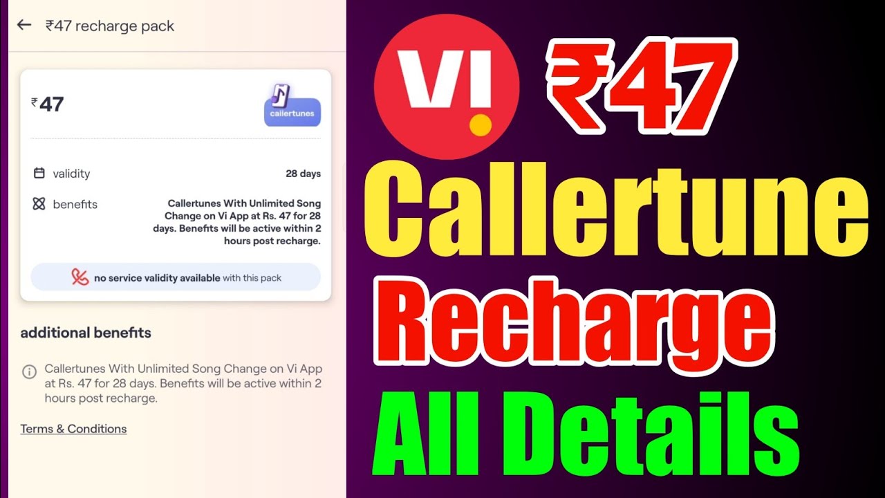 Vi ₹47 Callertune Recharge Plan All Details 🔥 | Vodafone Idea caller tune plan ₹47 All Velidity