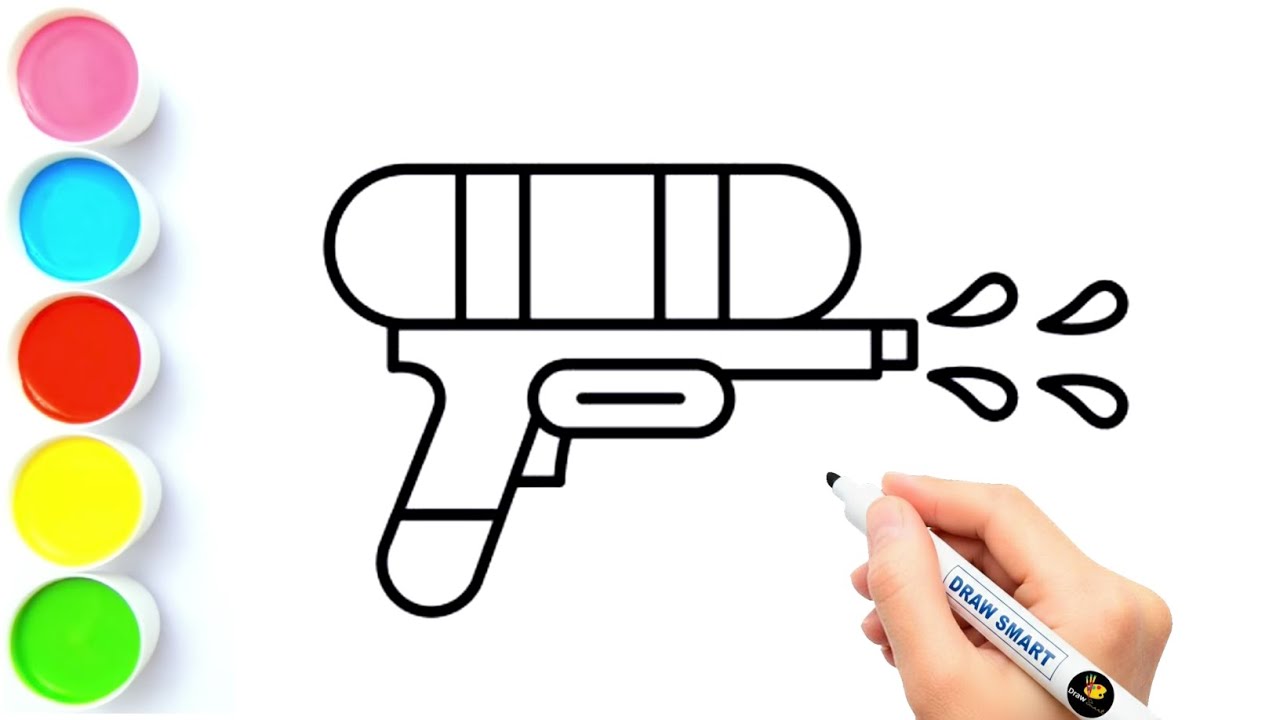 How to Draw Water Gun Drawing | Water Gun Drawing | Draw Smart