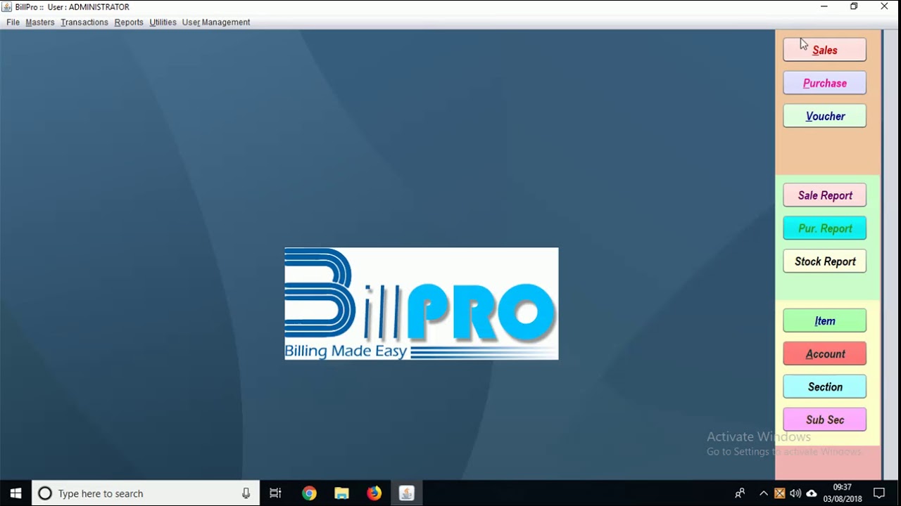 BillPro GST BILLING BARCODE ACCOUNTING INVENTORY SOFTWARE