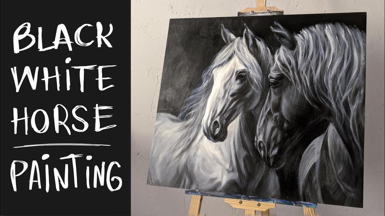 Black and White Horse Painting / Acrylic Painting