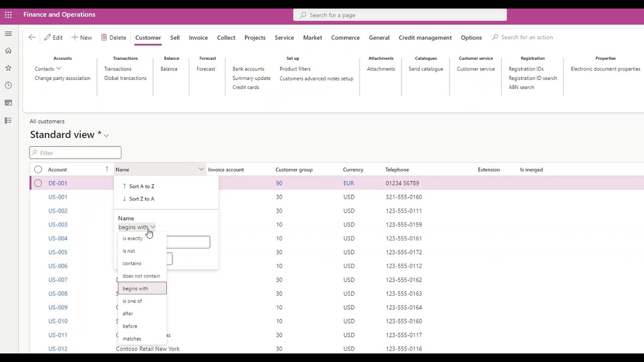 D365FO - 0.LF.PRC.03 - Search Bars, Sorting & Filtering, Grids