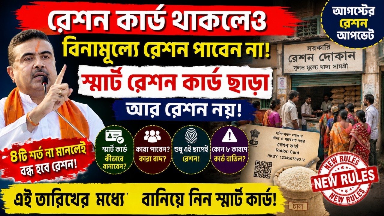 ✅Smart Ration Card: না থাকলে বন্ধ হবে ফ্রী রেশনের সুবিধা! কীভাবে আবেদন, কারা বাদ? WB Ration August