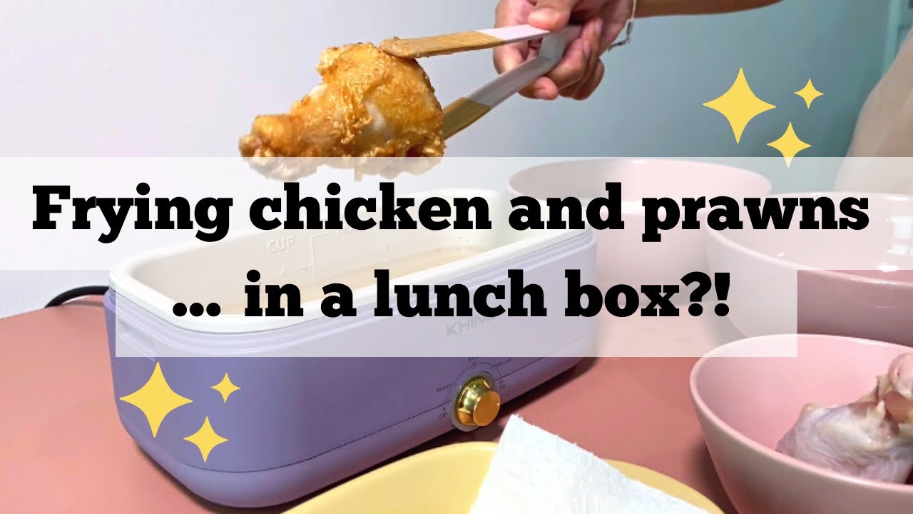 Frying chicken and prawns in an electric lunchbox?! - Pink Kitchen Cooking - Khind Electric Lunchbox