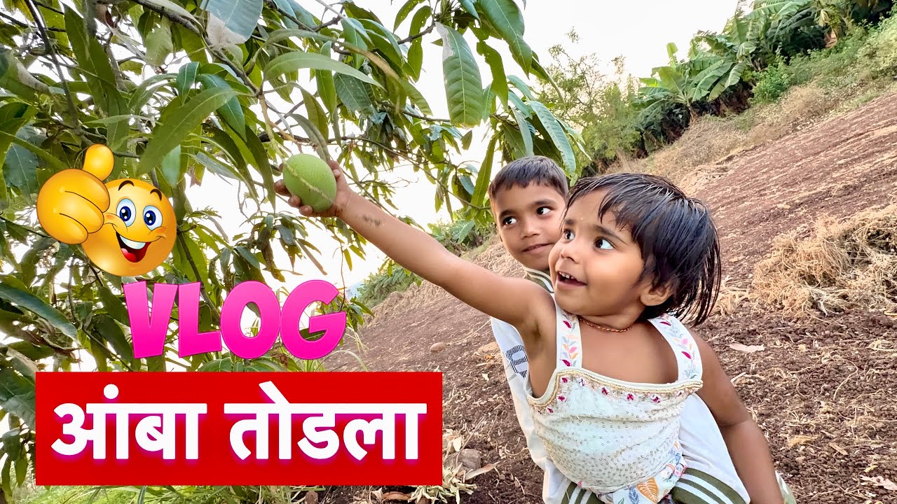 पिहूने कृष्णाने कच्चे आंबे तोडले 😜☺️ लहानपणीची आठवण झाली #vlog #kids 