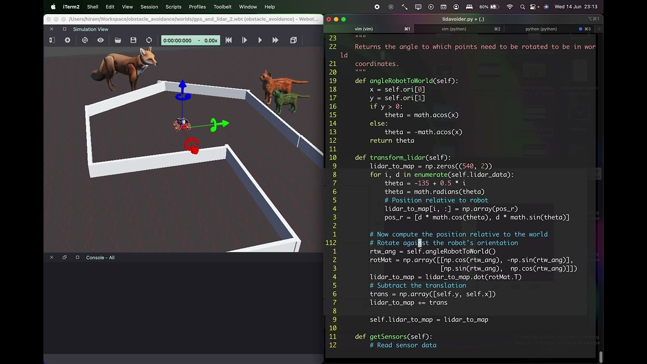 Webots simulation 2 - more clever mapping with lidar scan + GPS
