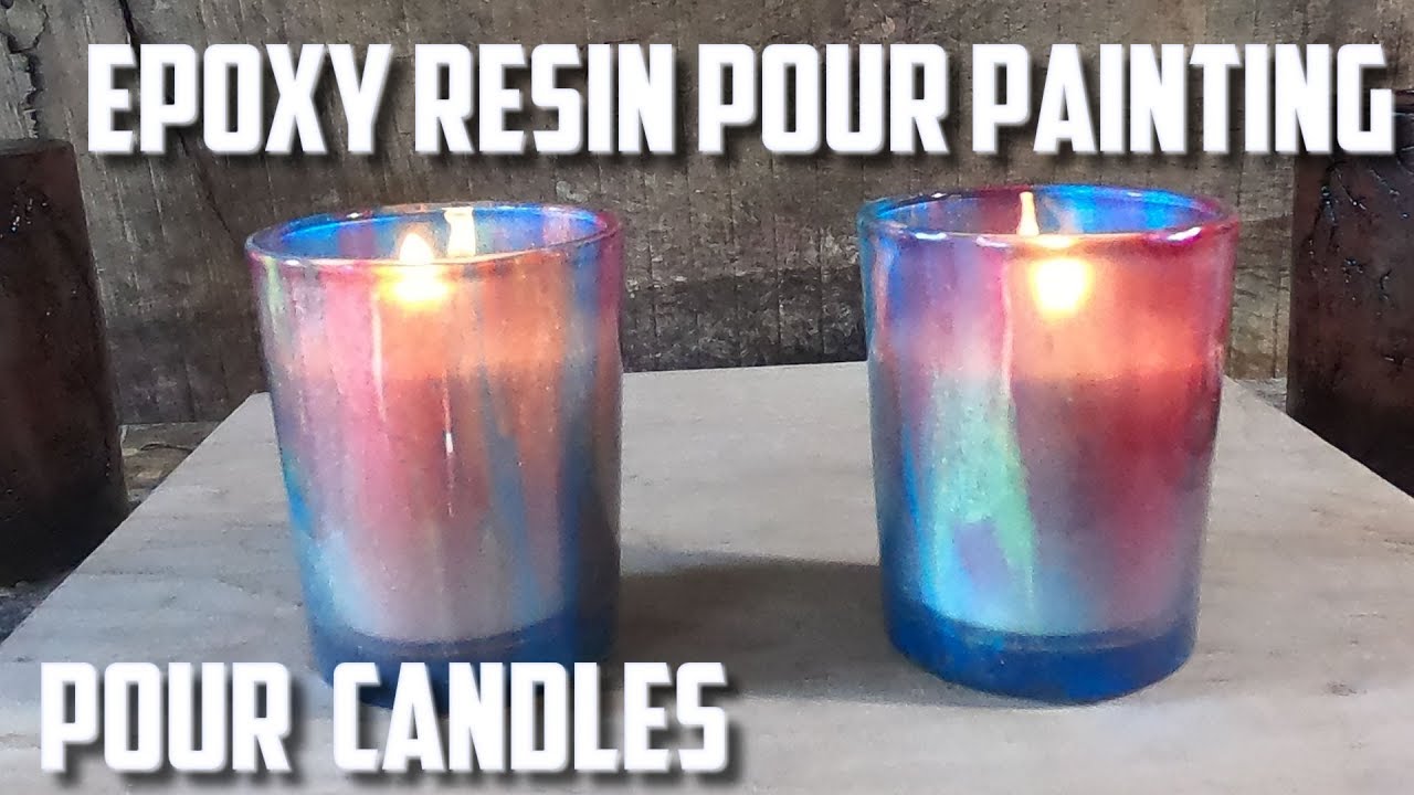 Epoxy Pour Painting Candle Holders