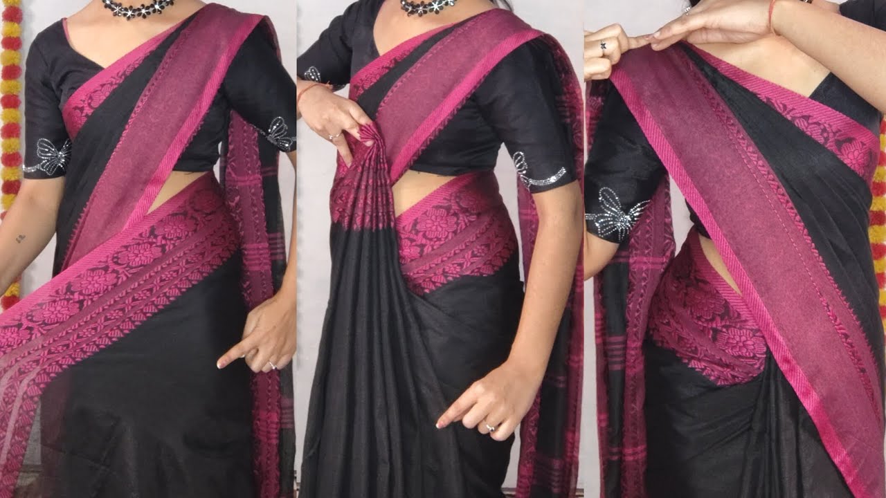 How to perfect side-shoulder pleats/attractive saree look/cotton saree draping tutorial beginners