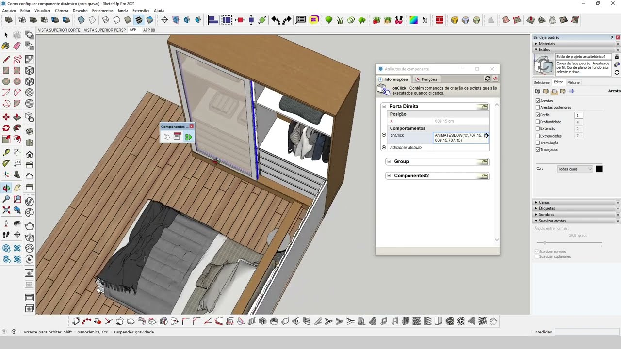 Como configurar Componente Dinâmico [CURSO MODELAGEM 3D SKETCHUP]