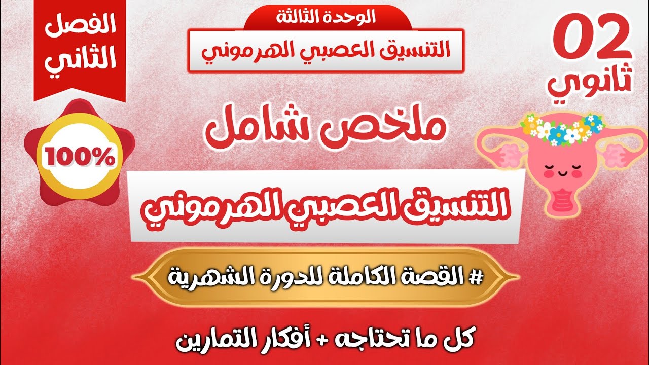واخيرا 🔥اقوى ملخص حول التنسيق العصبي الهرموني| الدورة الشهرية عند الانثى | ثانية ثانوي| كل ما تحتاجه
