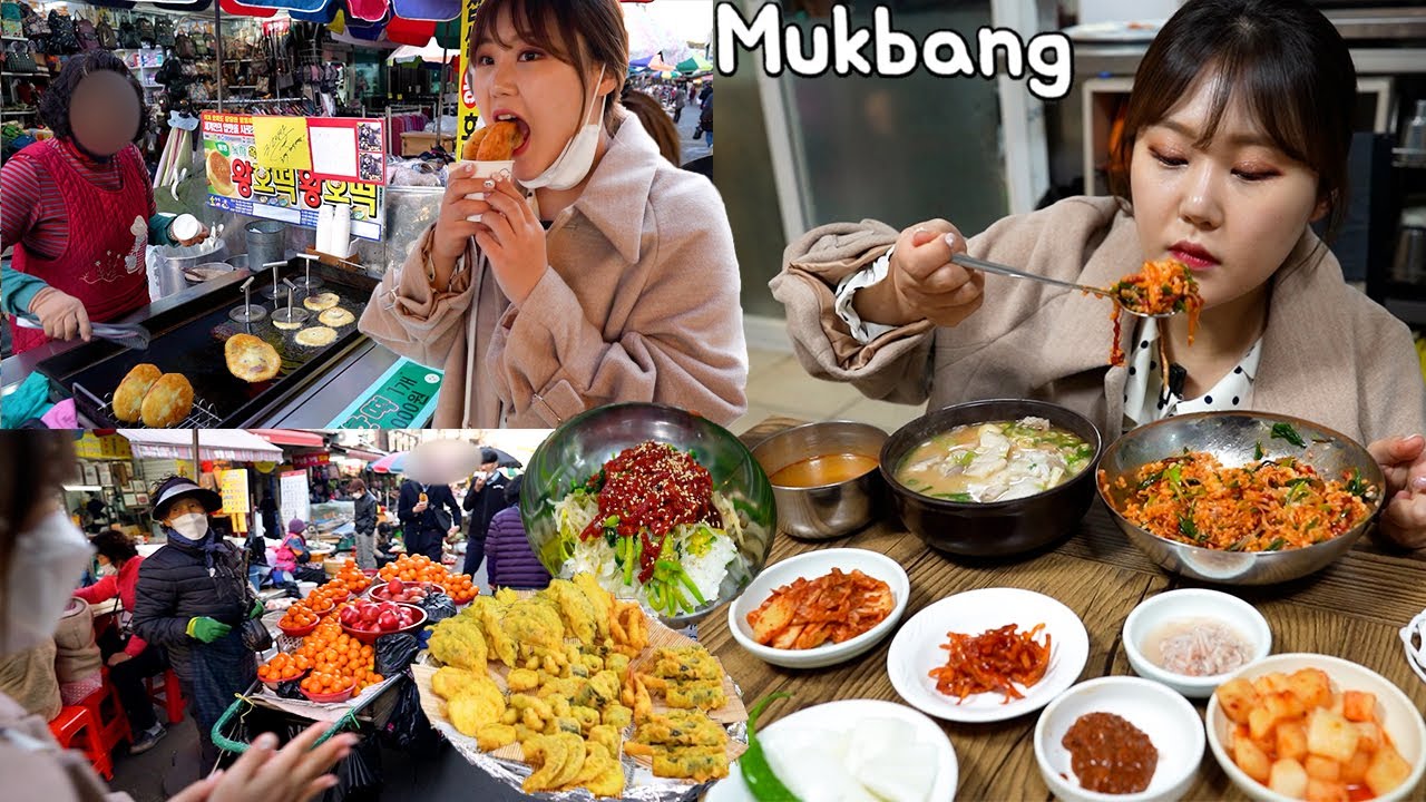 Mukbang | Наслаждайтесь различными местными корейскими блюдами на рынке Чинджу 🍛🍡🍪