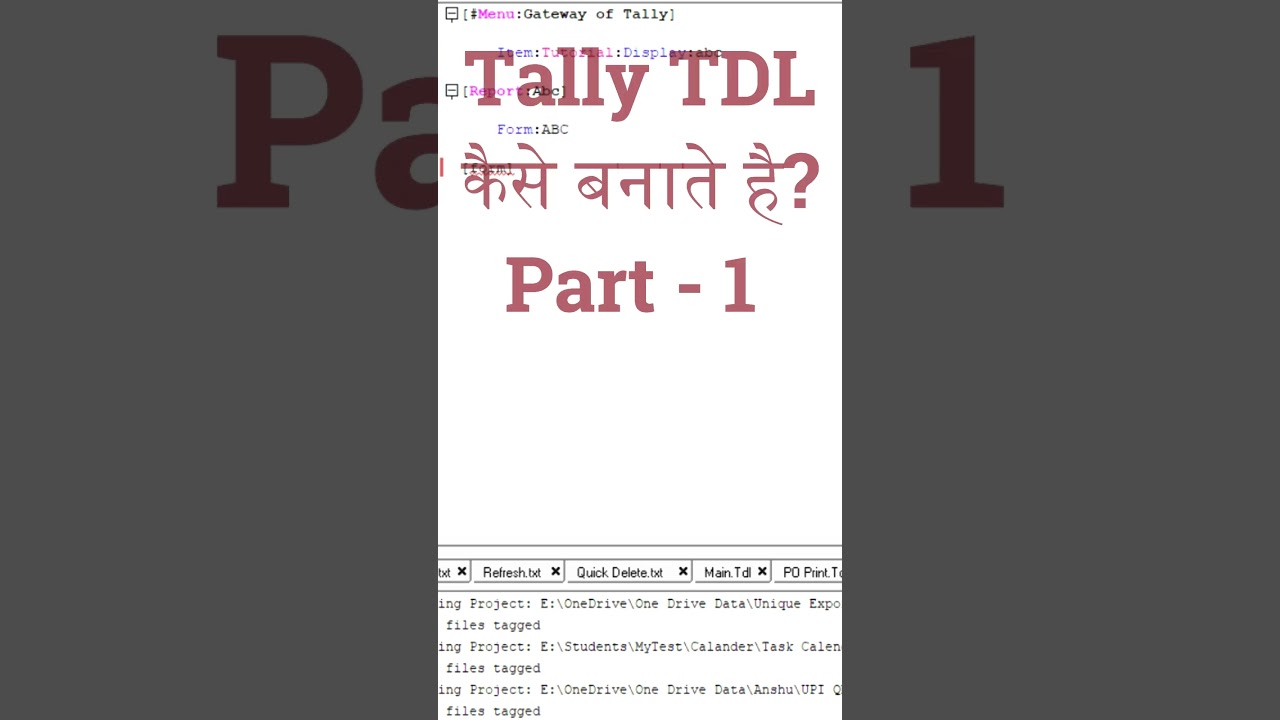 Tally TDL tutorial in hindi | tally tdl programming tutorial in hindi | tally prime tdl tutorial