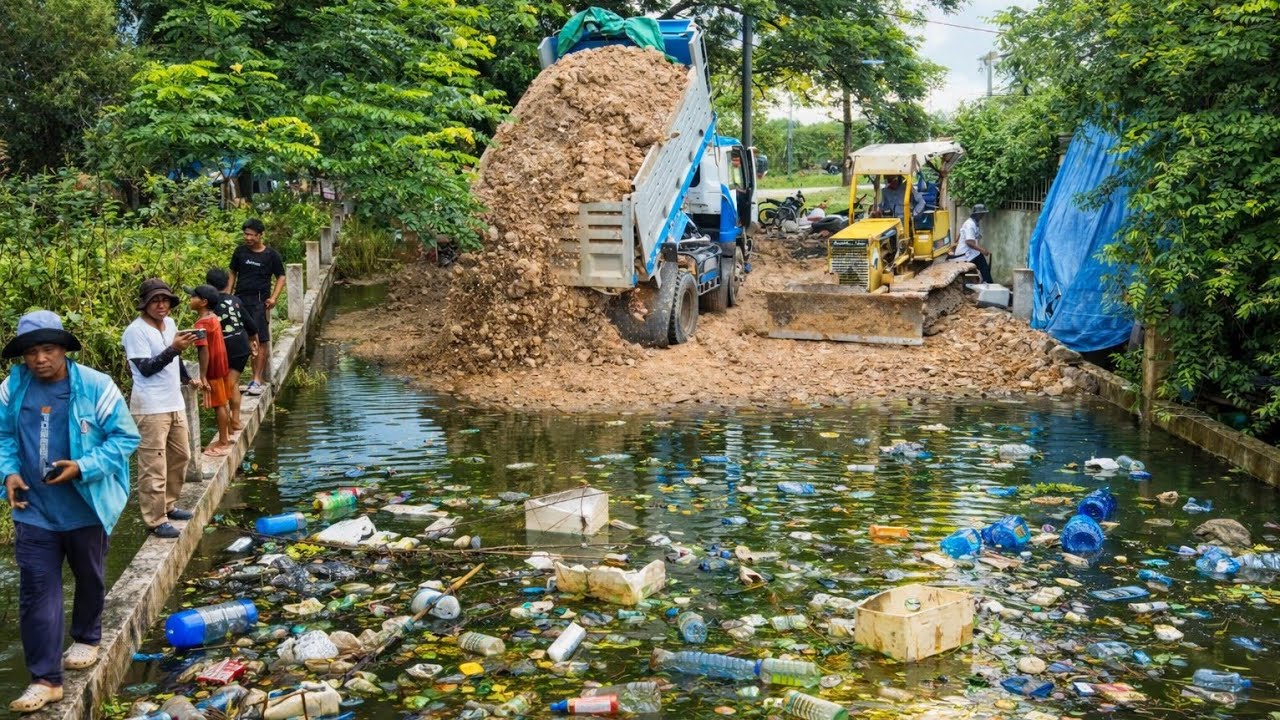 Amazing Wonderful activity construction first start new project delete deep pond by dozer D20P,