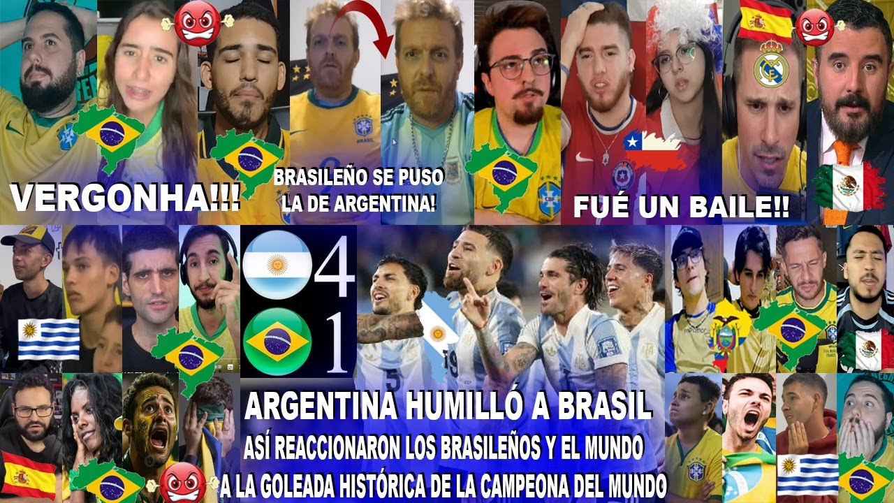 ASÍ REACCIONARON LOS BRASILEÑOS Y EL MUNDO AL ARGENTINA 4X1 BRASIL SHOW DEL CAMPEÓN MUNDIAL REAÇÕES