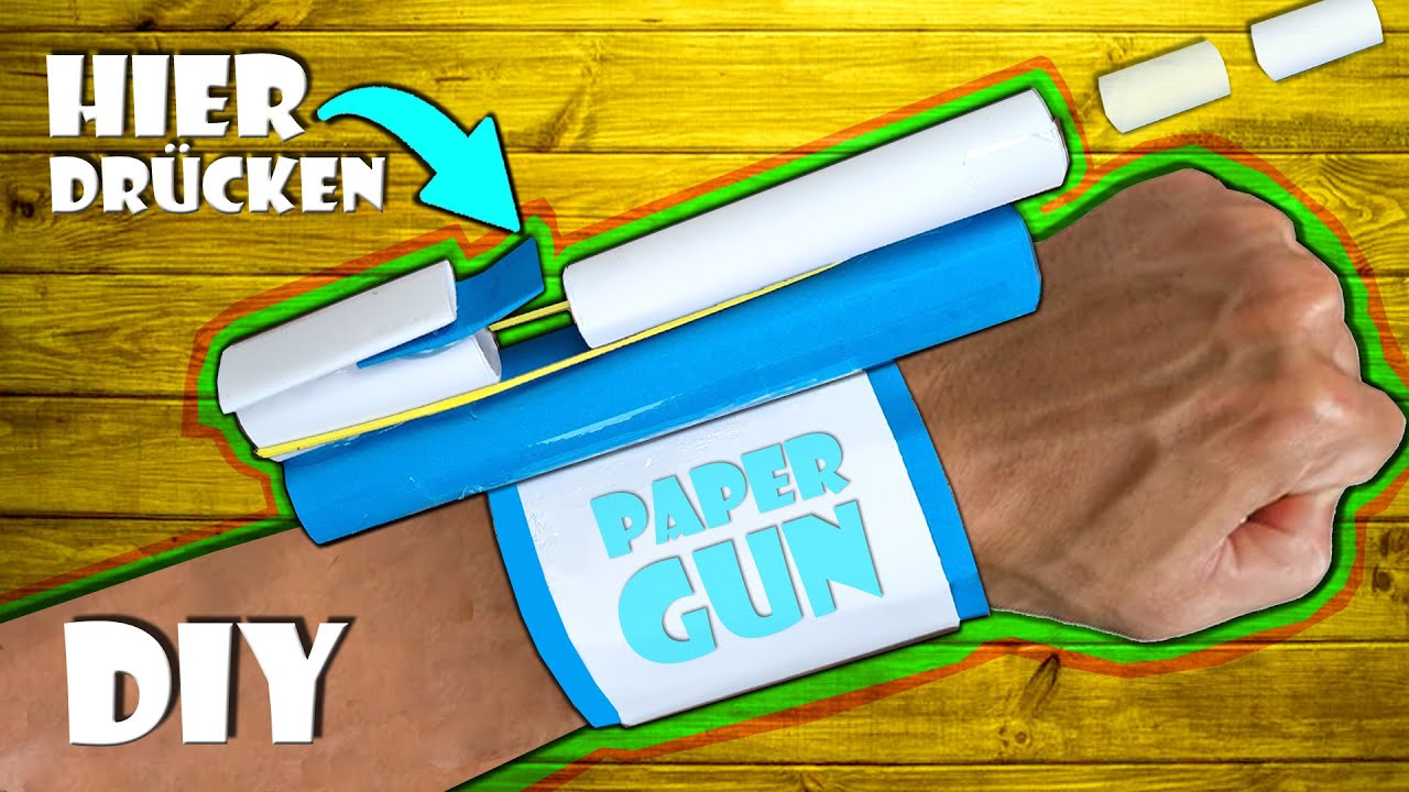 Raketen Pistole selber machen Waffe aus Papier basteln - paper rocket shooter gun DIY toy craft [4K]