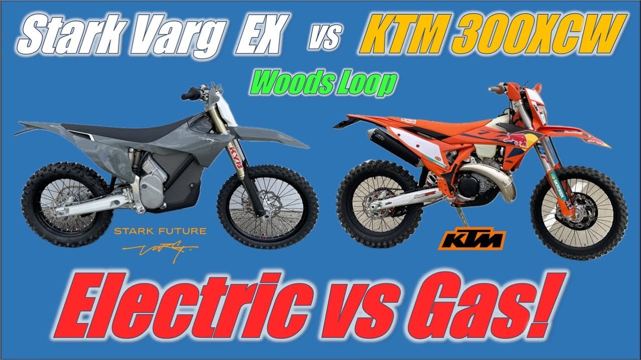 Stark Varg EX против KTM 300XCW Champion Edition 2025 года — поединок подряд на трассе Woods Loop!