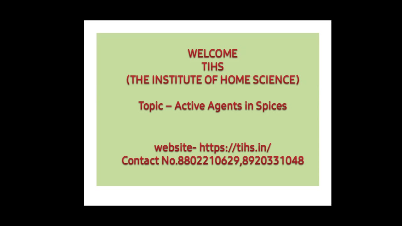 Online TGT PGT Home Science Coaching Class on Active Agents in Spices