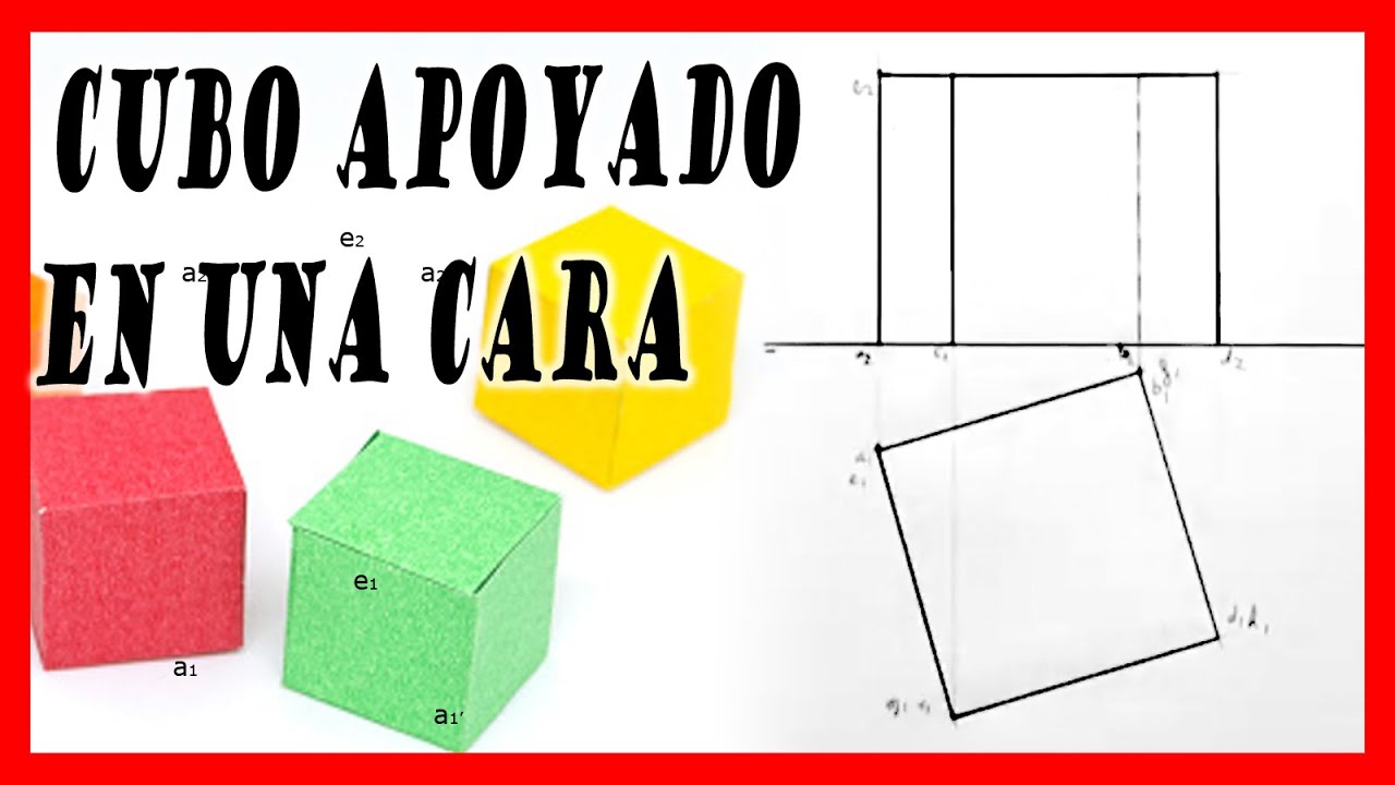 Cubo en DIEDRICO 😀 hexaedro apoyado en una cara