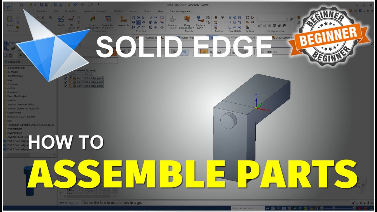 Solid Edge How To Assemble Parts Tutorial