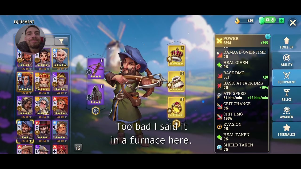 William Tell equipmment setup and Anvil strike event +Equipment lv up for extra Power. 