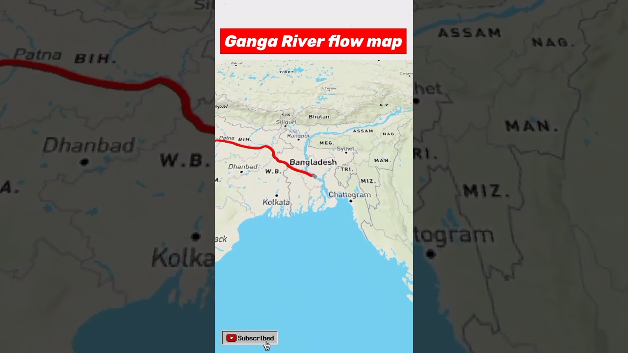 Ganga river flow map &hearts;️ गंगा नदी  #india #river #ganga