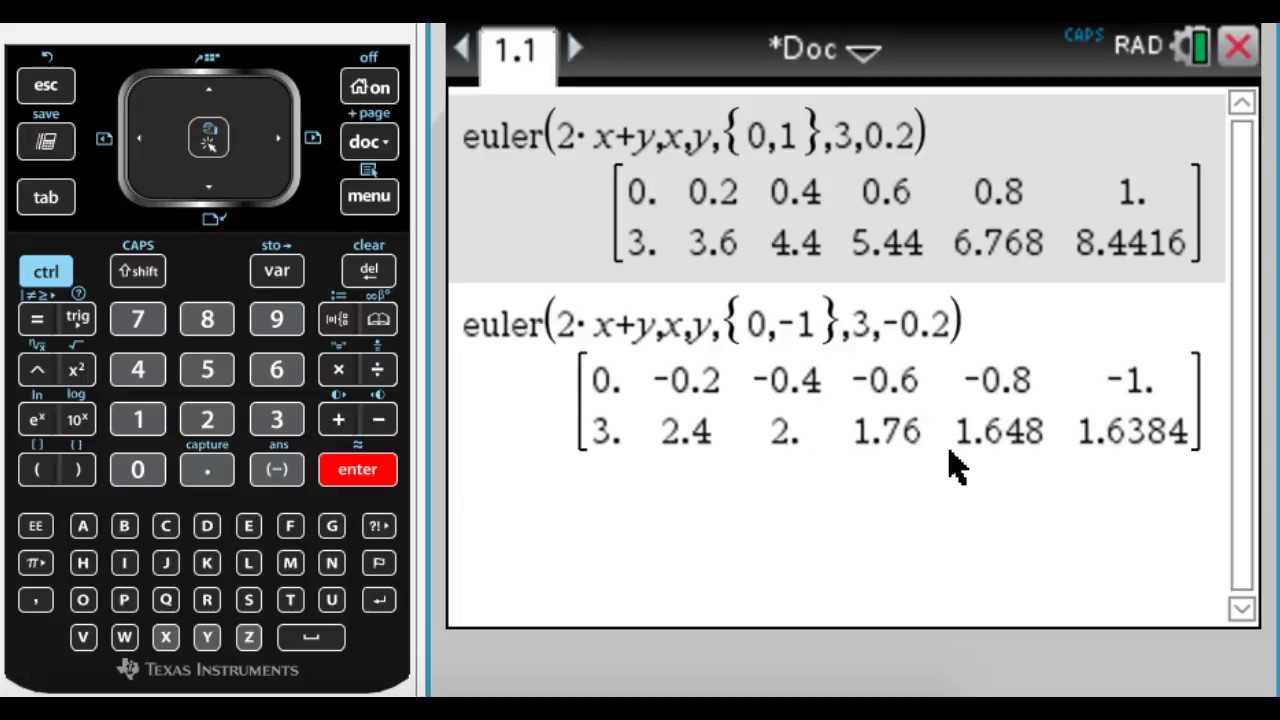 Euler's Method on a Calculator Page with the TI-Nspire