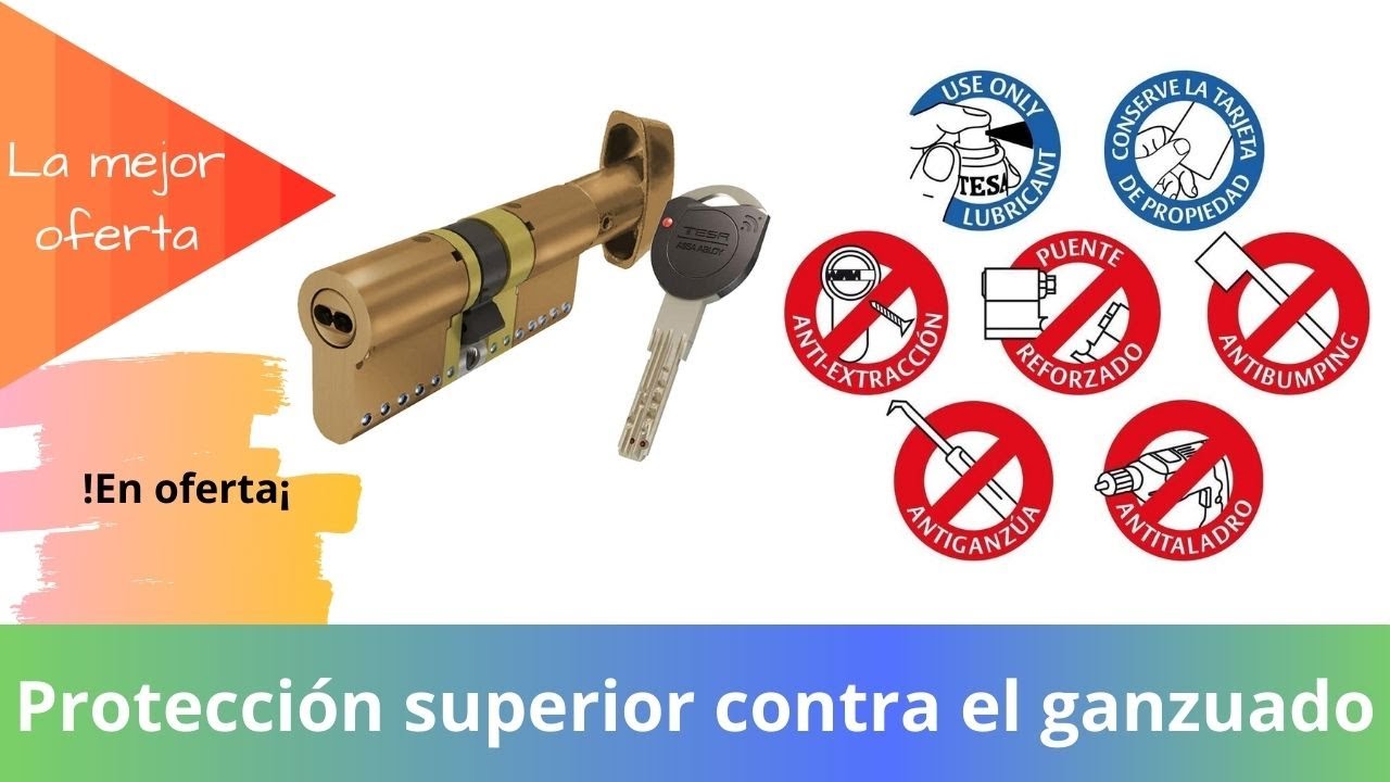 Tesa Assa Abloy TK1B3030L Cilindro de Alta Seguridad TK100 Doble Embrague Leva Larga