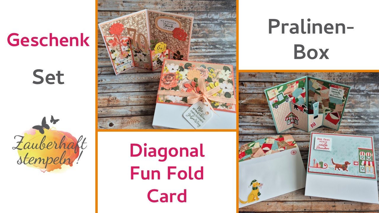 Schräge Faltkarte | Diagonal Fun Fold Card & Pralinen Box | Geschenkset für Geburtstag & Weihnachten