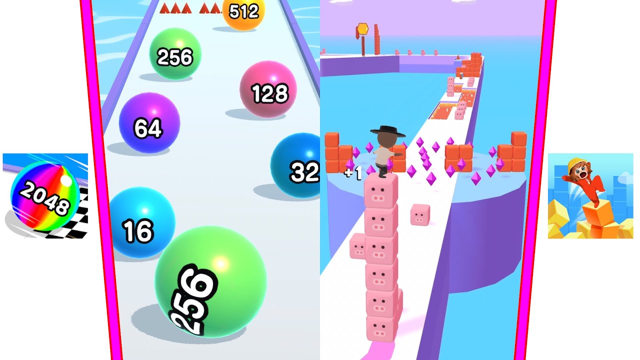 ❇️💠 Ball Run 2048 Vs Cube Surfer Speedrun Android iOS Gameplay Walkthrough 4K Nr 36