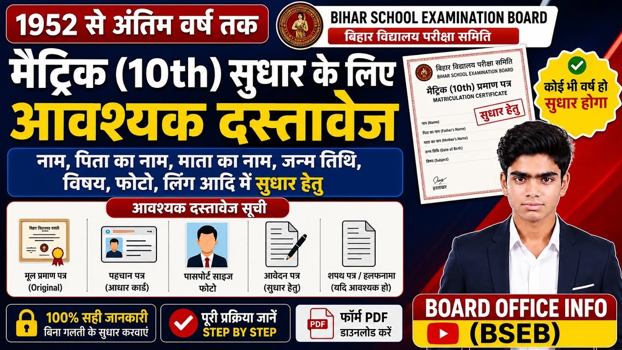 Matric Sudhar 2025 तक | Tenth Correction | Bihar Board 10th Sudhar| Matric Sudhar Ke Liye Kya Lagega