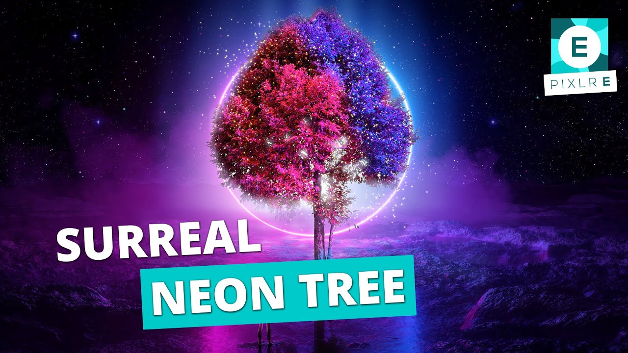 Create A Surreal Neon Tree in Pixlr E